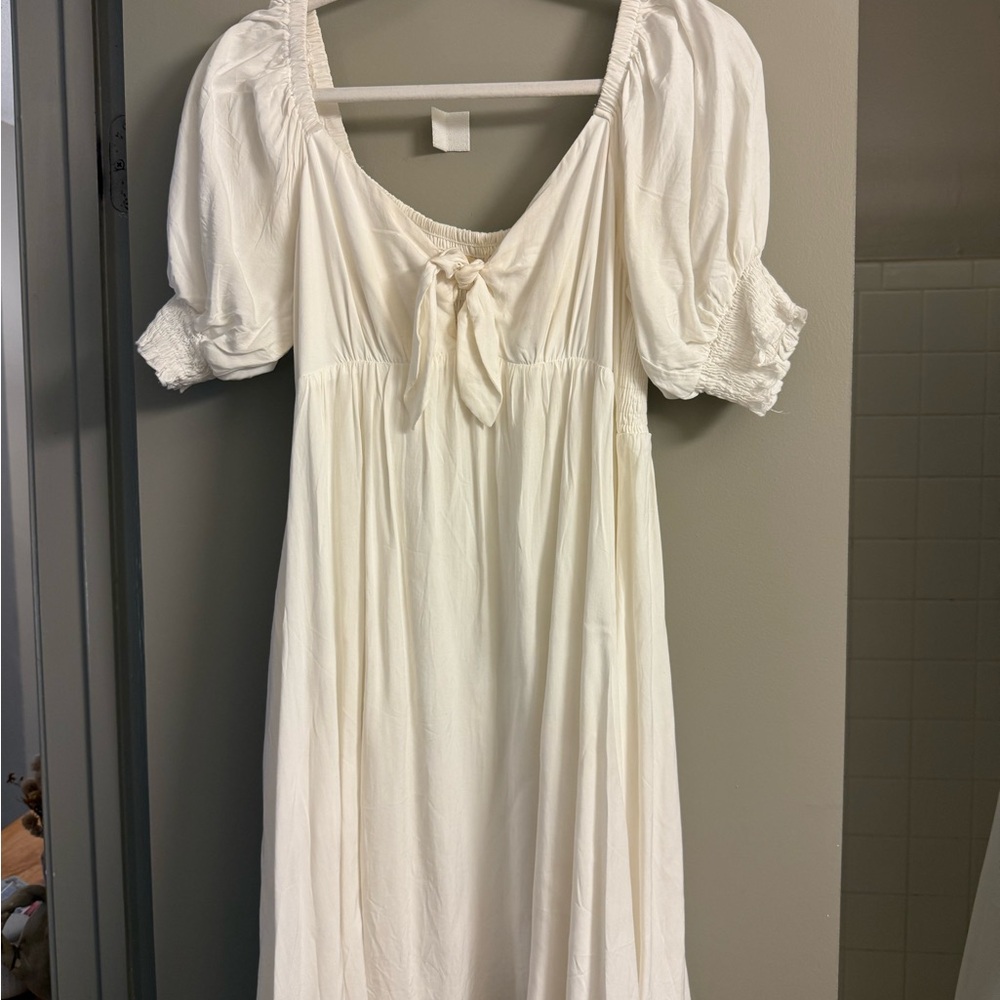 White Puff Sleeve Dress